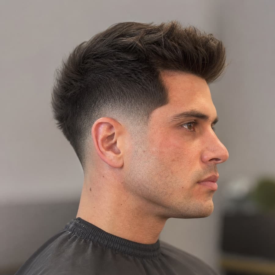 Generated side profile of a blowout taper fade with clean sides.