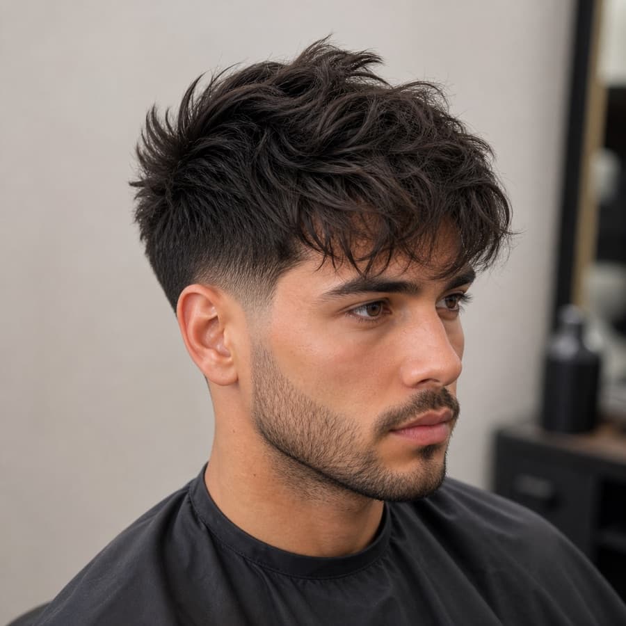 Generated three-quarter profile of a blowout taper with textured fringe.
