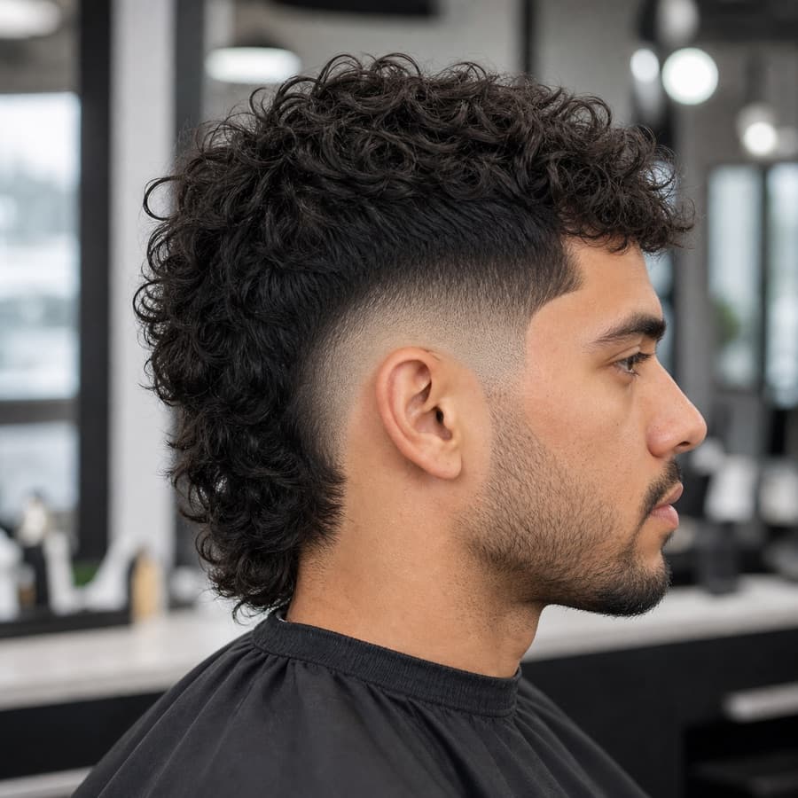 Generated side profile of a burst fade around the ear.